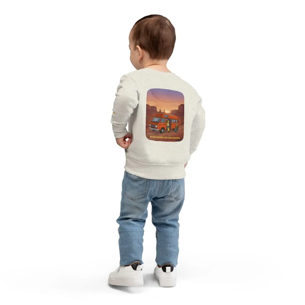 10225271315158673088_2048.jpeg Toddler Sweatshirt - "Roam Where You Are Rooted" (Design Sitcom-Line)