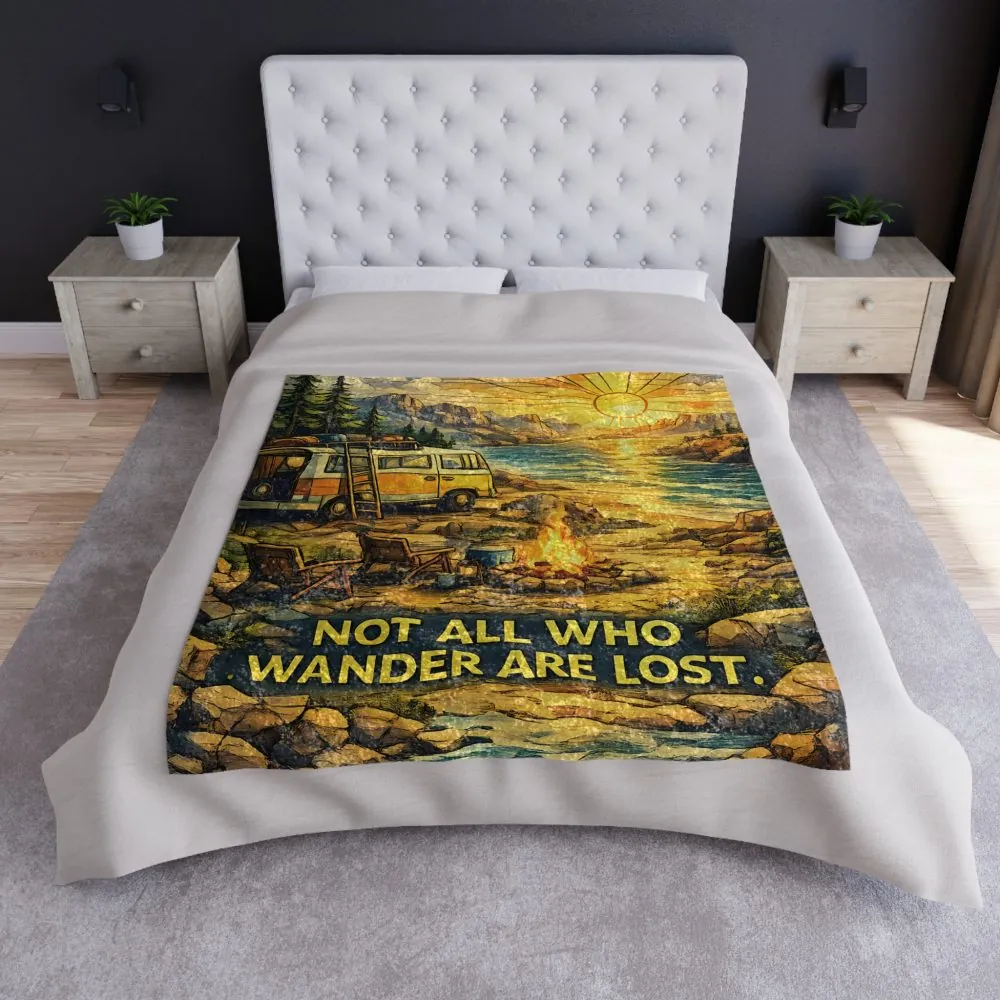 10227106482913416758_2048.jpeg Crushed Velvet Blanket —"Not All Who Wander Are Lost" Design Cubic-Line