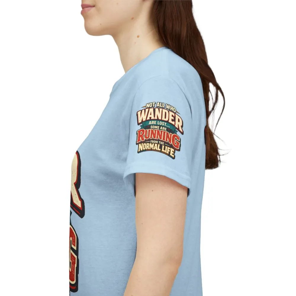 Unisex Heavy Cotton Tee — "Not All Who Wander Are Lost" Design F**K-Line