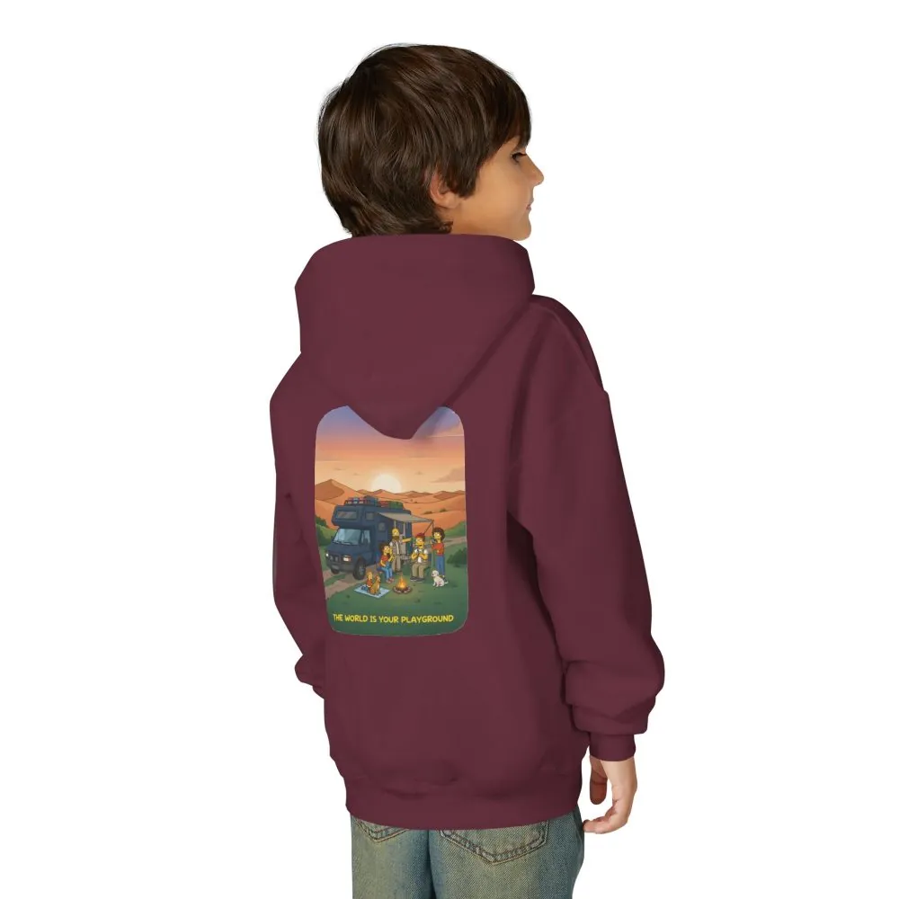 10229404837459753017_2048.jpeg Youth Hoodie(Gildan) – "The World Is Your playground" (Design Sitcom-Line)