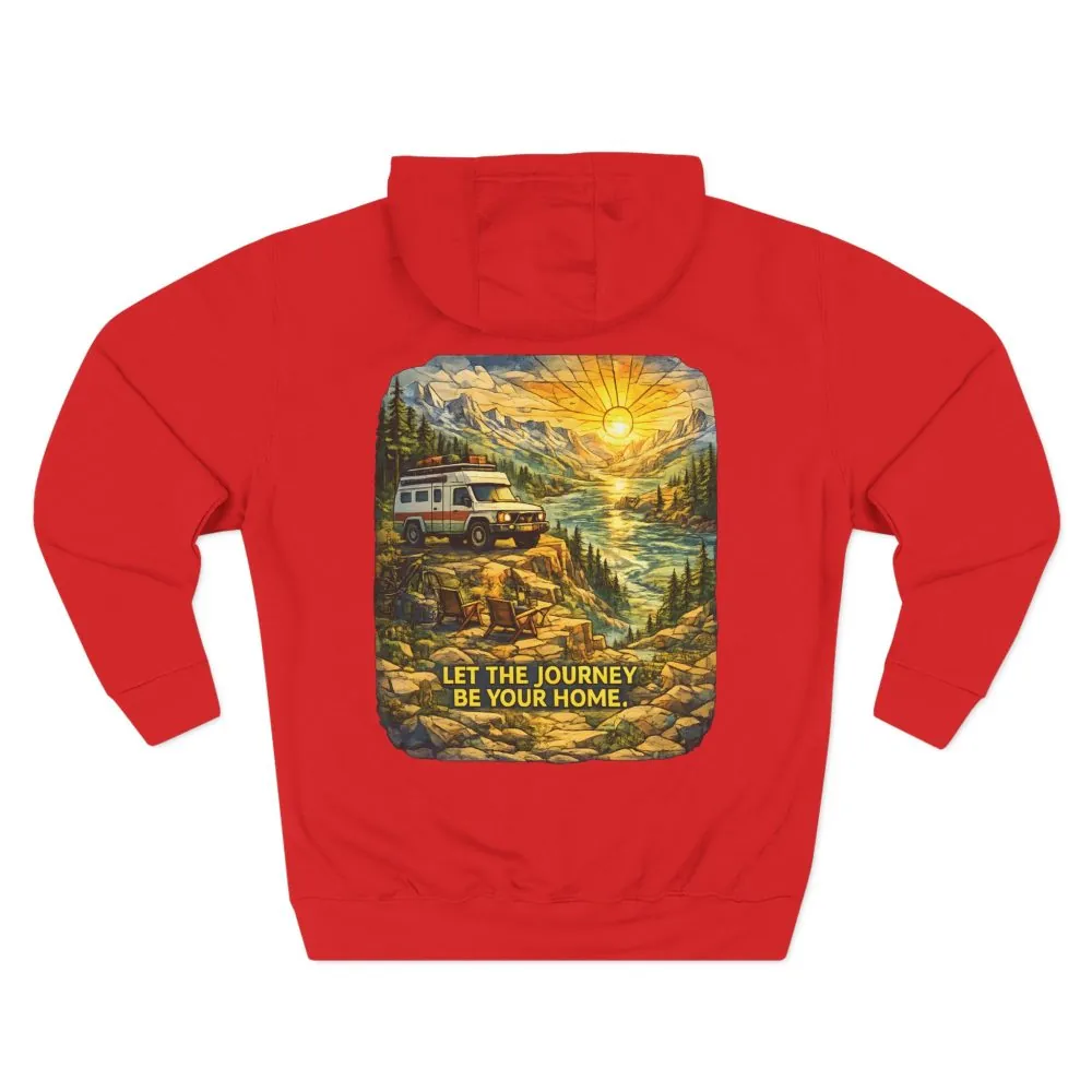 10230725461027986143_2048.jpeg Three-Panel Fleece Hoodie - "Let The Journey Be Your Home" Design Cubic-Line