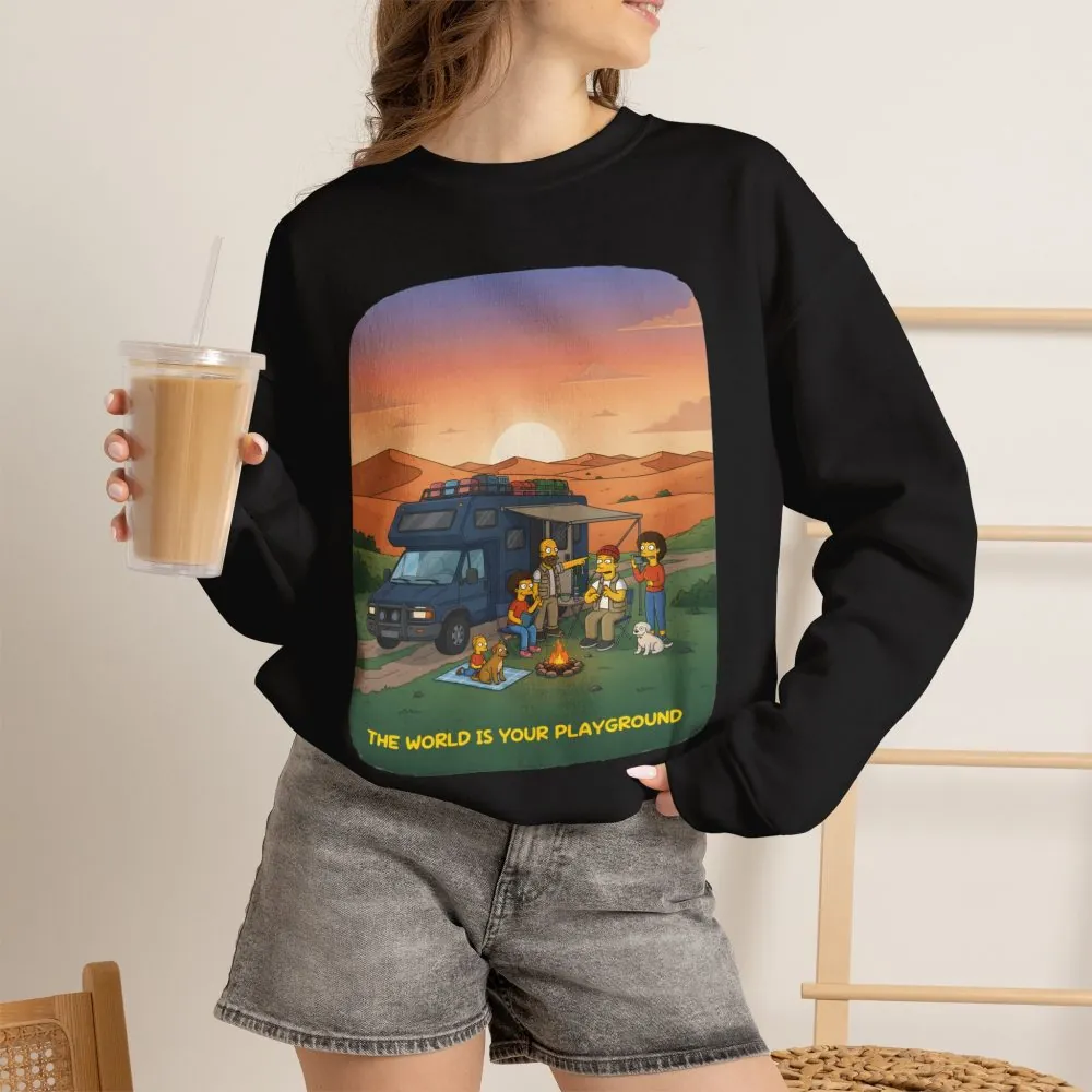 Unisex Heavy Blend™ Crewneck Sweatshirt — "The World Is Your playground" Design Sitcom-Line