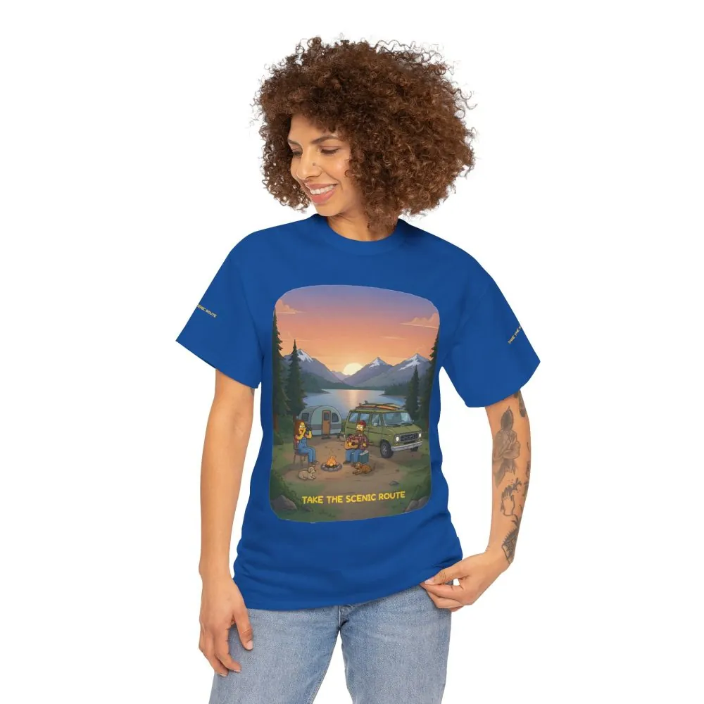 Unisex Heavy Cotton Tee — "Take The Scenic Route" Design Sitcom-Line