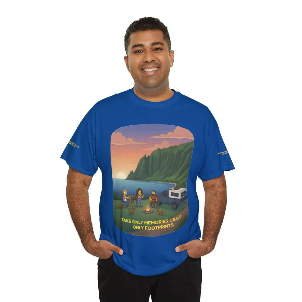 Unisex Heavy Cotton Tee — "Take Only Memories-Leave Only Footprints" Design Sitcom-Line