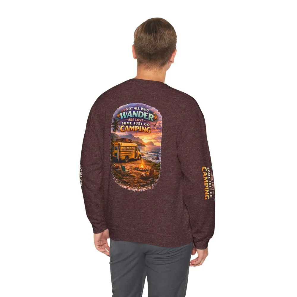 Unisex Heavy Blend™ Crewneck Sweatshirt — "Not All Who Wander Are Lost" Design Scenic-Line
