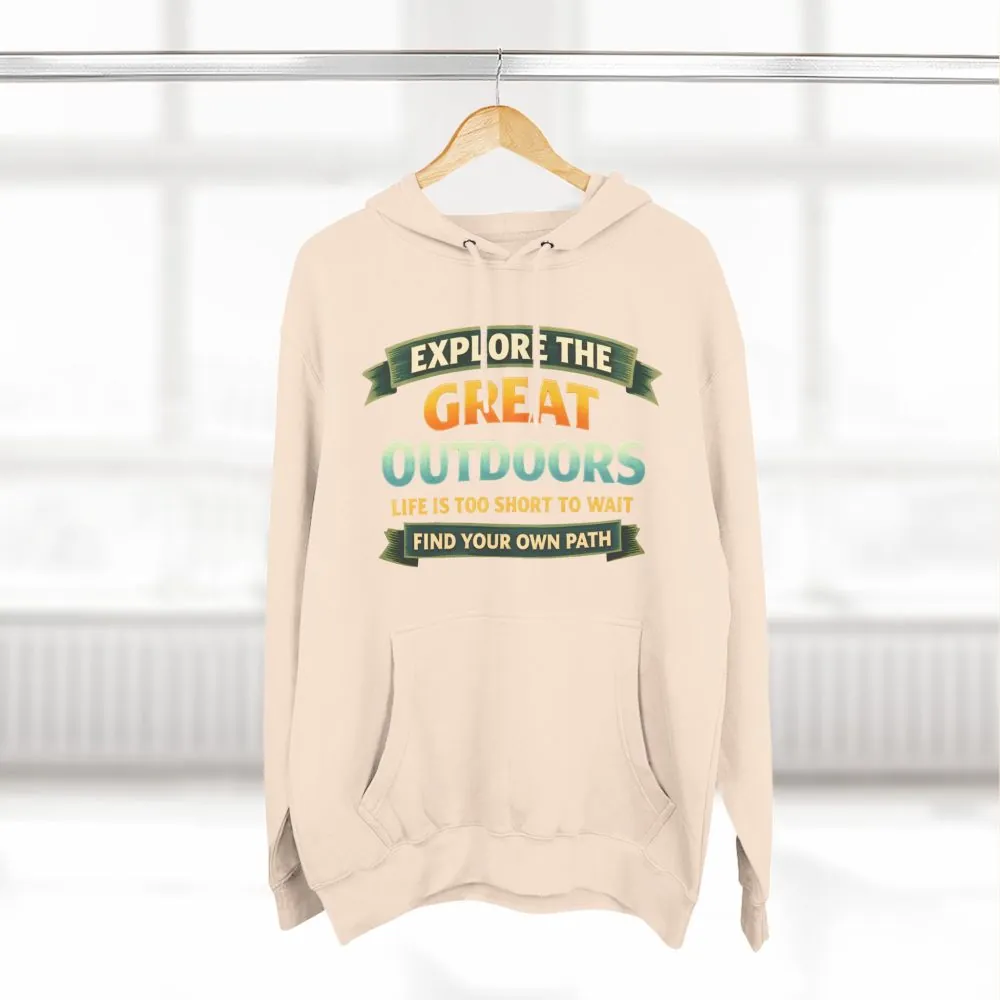 Three-Panel Fleece Hoodie - "Explore The Great Outdoors" Design Scenic-Line