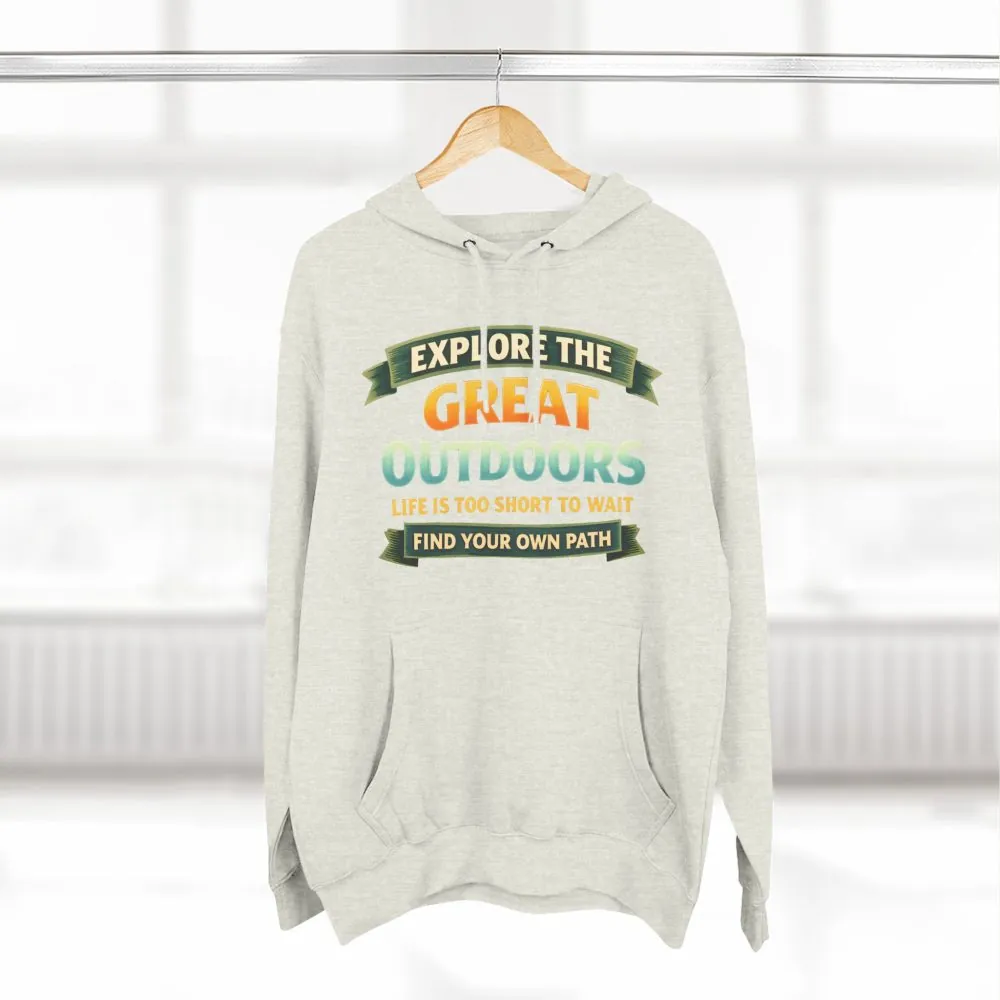 Three-Panel Fleece Hoodie - "Explore The Great Outdoors" Design Scenic-Line
