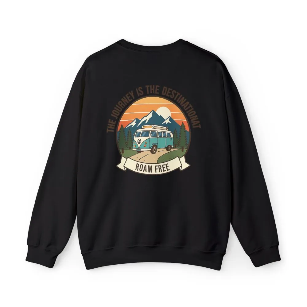 10255592621488991452_2048.jpeg Crewneck Sweatshirt — "The Journey is the destination-Roam Free" Camper Vintage Mountain Adventure Crewneck