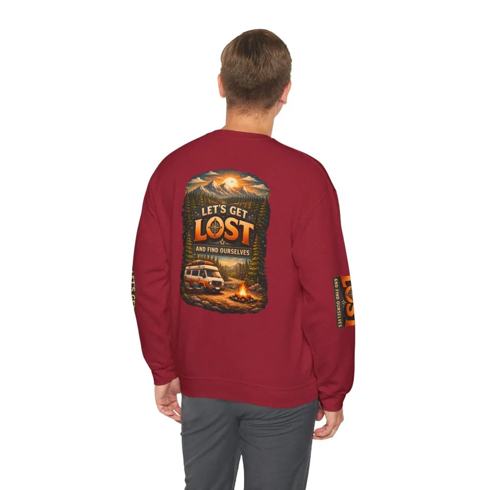 Unisex Heavy Blend™ Crewneck Sweatshirt — "Let´s Get Lost And Found Ourselfs" Design Scenic-Line