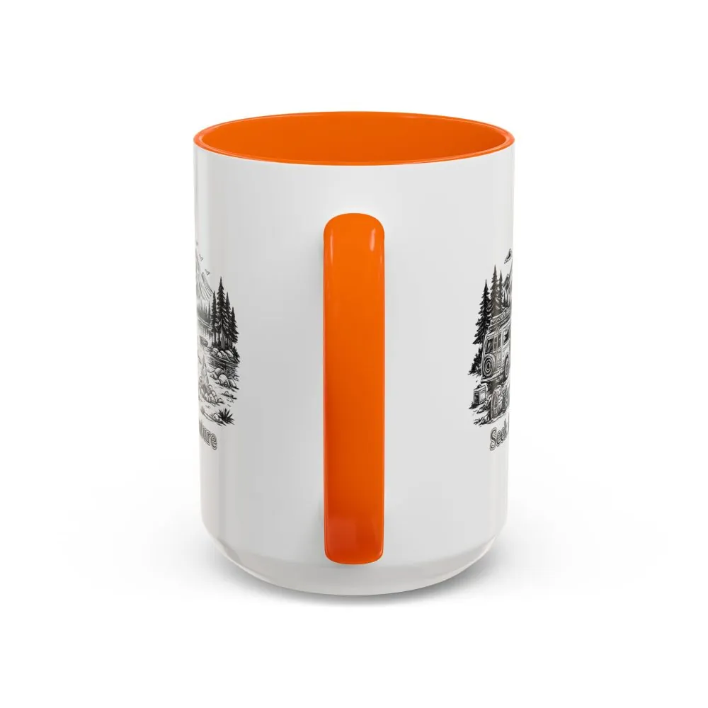 Accent Coffee Mug (11, 15oz) — "Seek Adventure" Design Minimal-Line