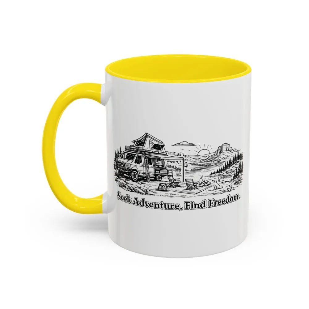 10276552221227429594_2048.jpeg Accent Coffee Mug (11, 15oz) — "Seek Adventure, Find Freedom" Design Minimal-Line