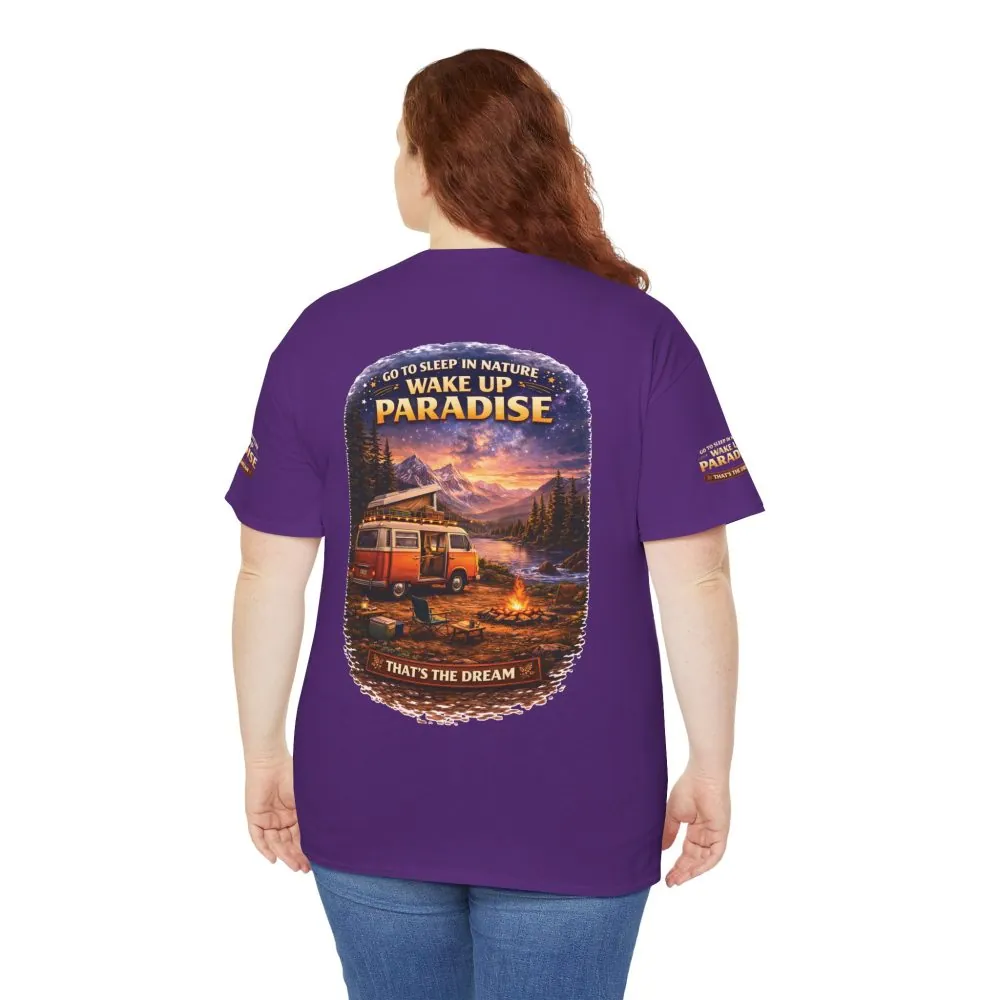 Unisex Heavy Cotton Tee — "Go Sleep In Nature" Design Scenic-Line