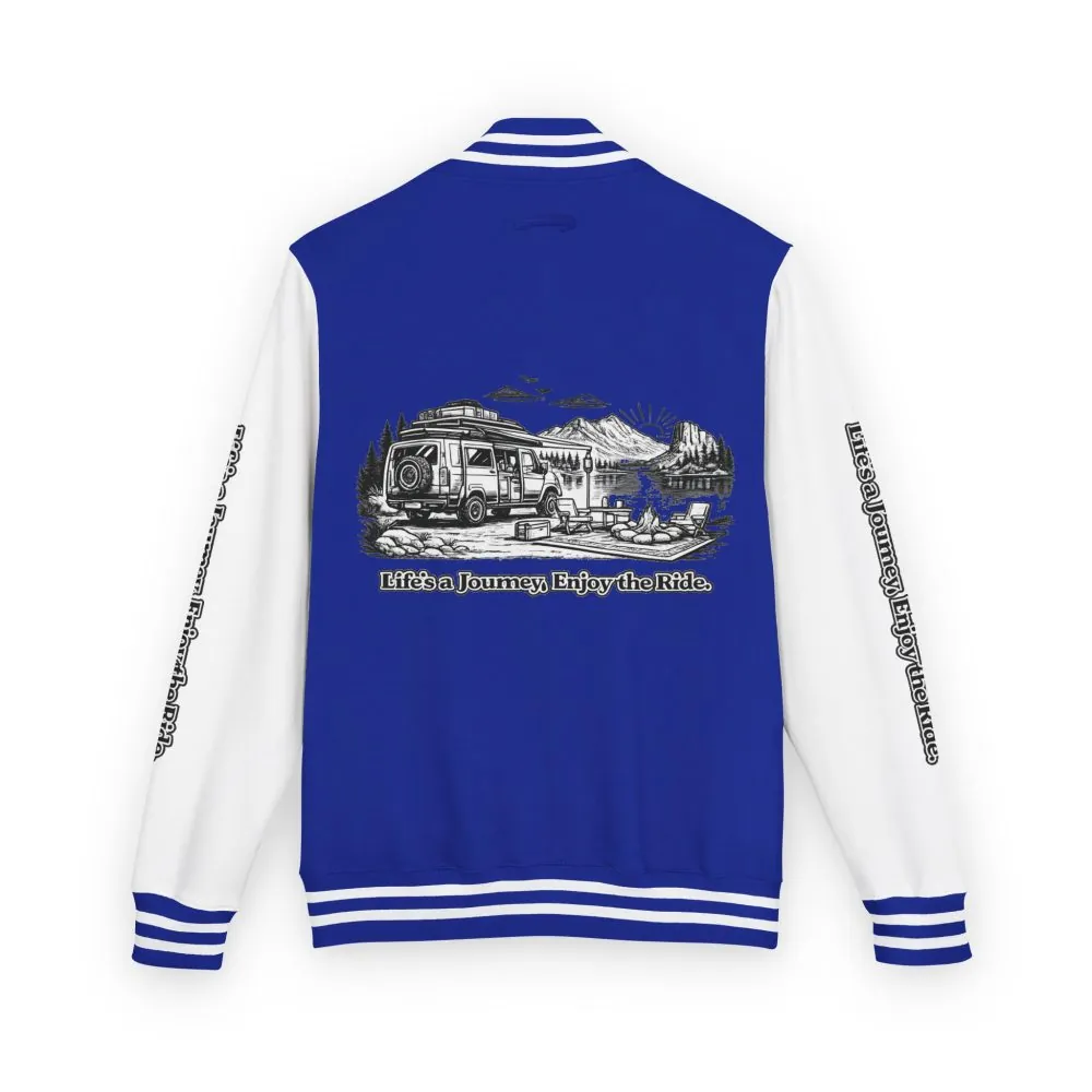 Unisex Heavyweight Letterman Jacket — "Lifes A Journey,Enjoy The Ride" Travel Varsity Coat