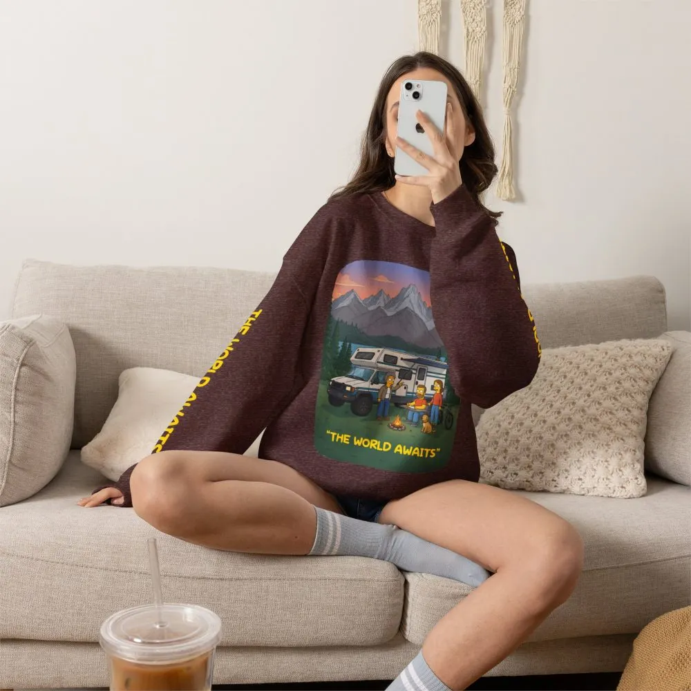 102852423721199724_2048.jpeg Unisex Heavy Blend™ Crewneck Sweatshirt — "The World Awaits" Design Sitcom-Line