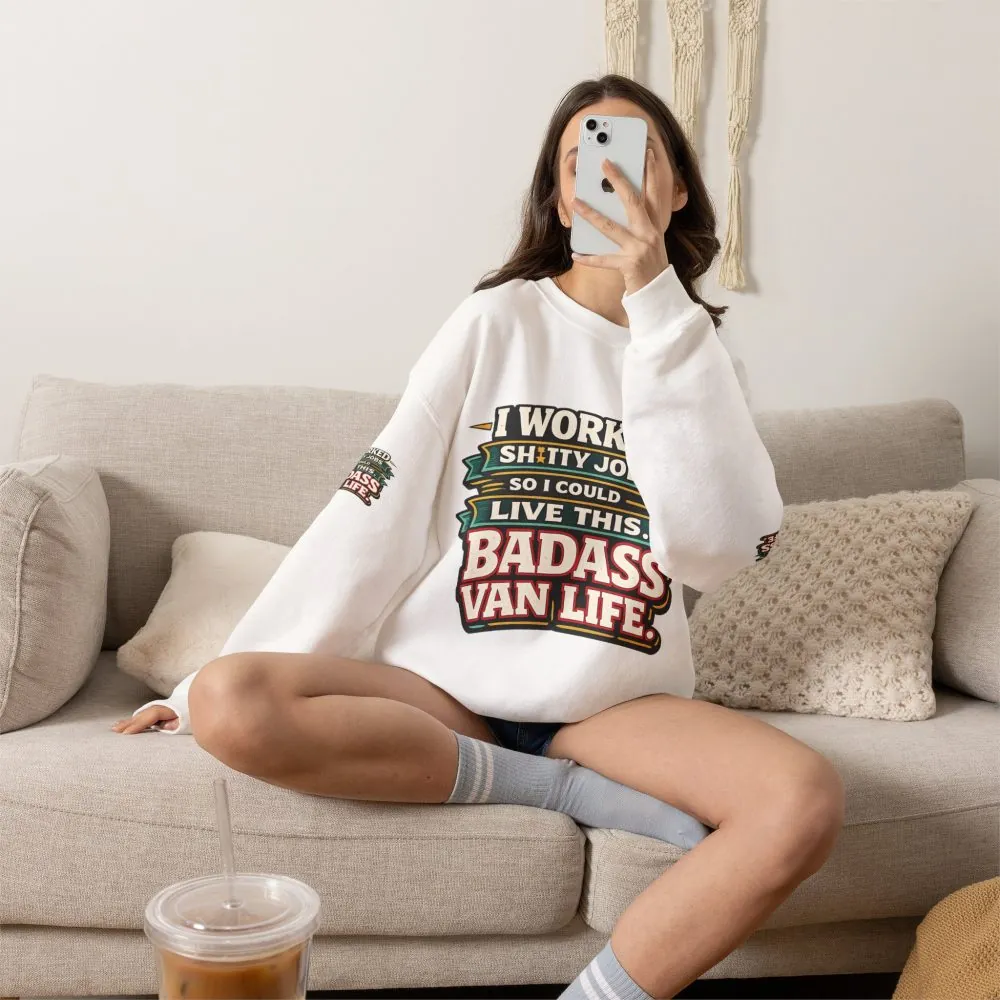 Unisex Heavy Blend™ Crewneck Sweatshirt — "I Worked Shitty Jobs" Design F**K-Line