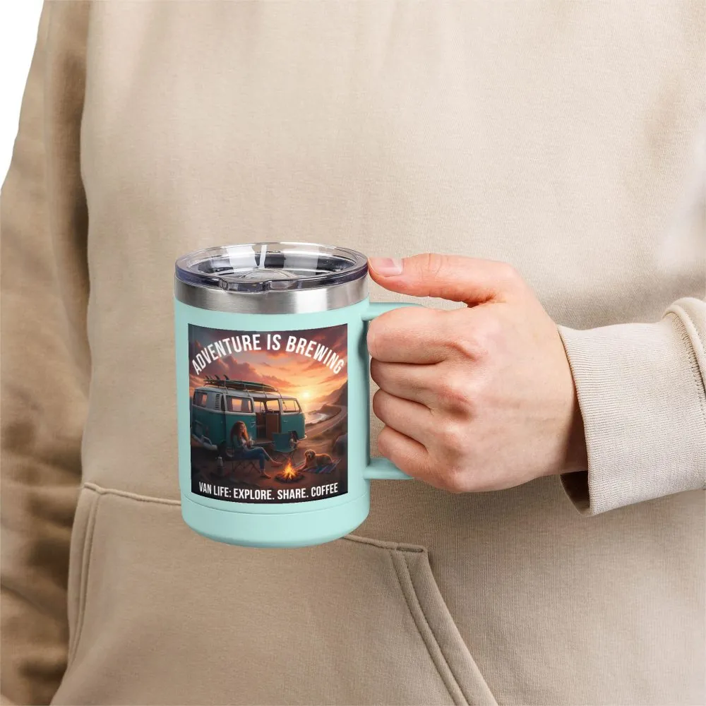 10290292951160836927_2048.jpeg Coffee Mug Tumbler, 15oz-- "Adventure Is Brewing"