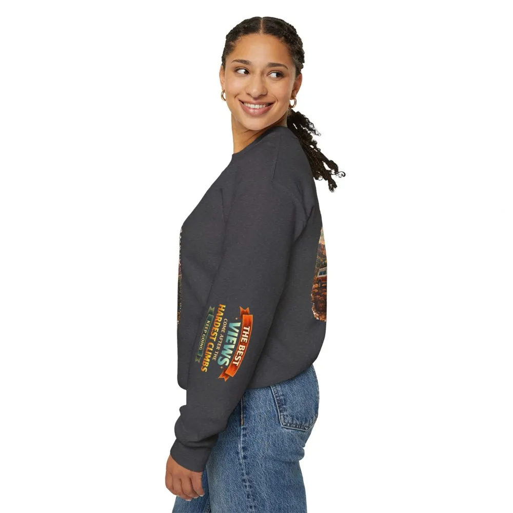 Unisex Heavy Blend™ Crewneck Sweatshirt — "The Best Views" Design Scenic-Line