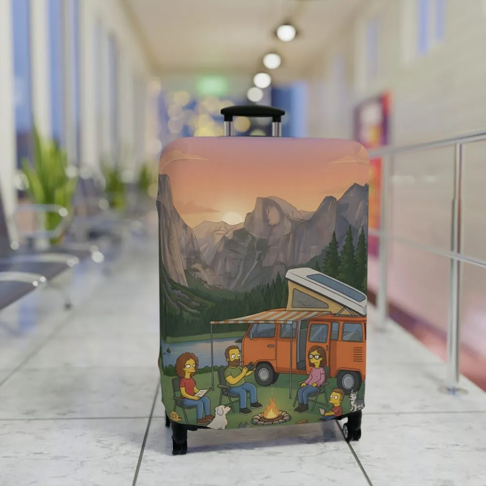 Luggage Cover — Adventure Camper Sketch Travel Suitcase(Design Sitcom-Line)