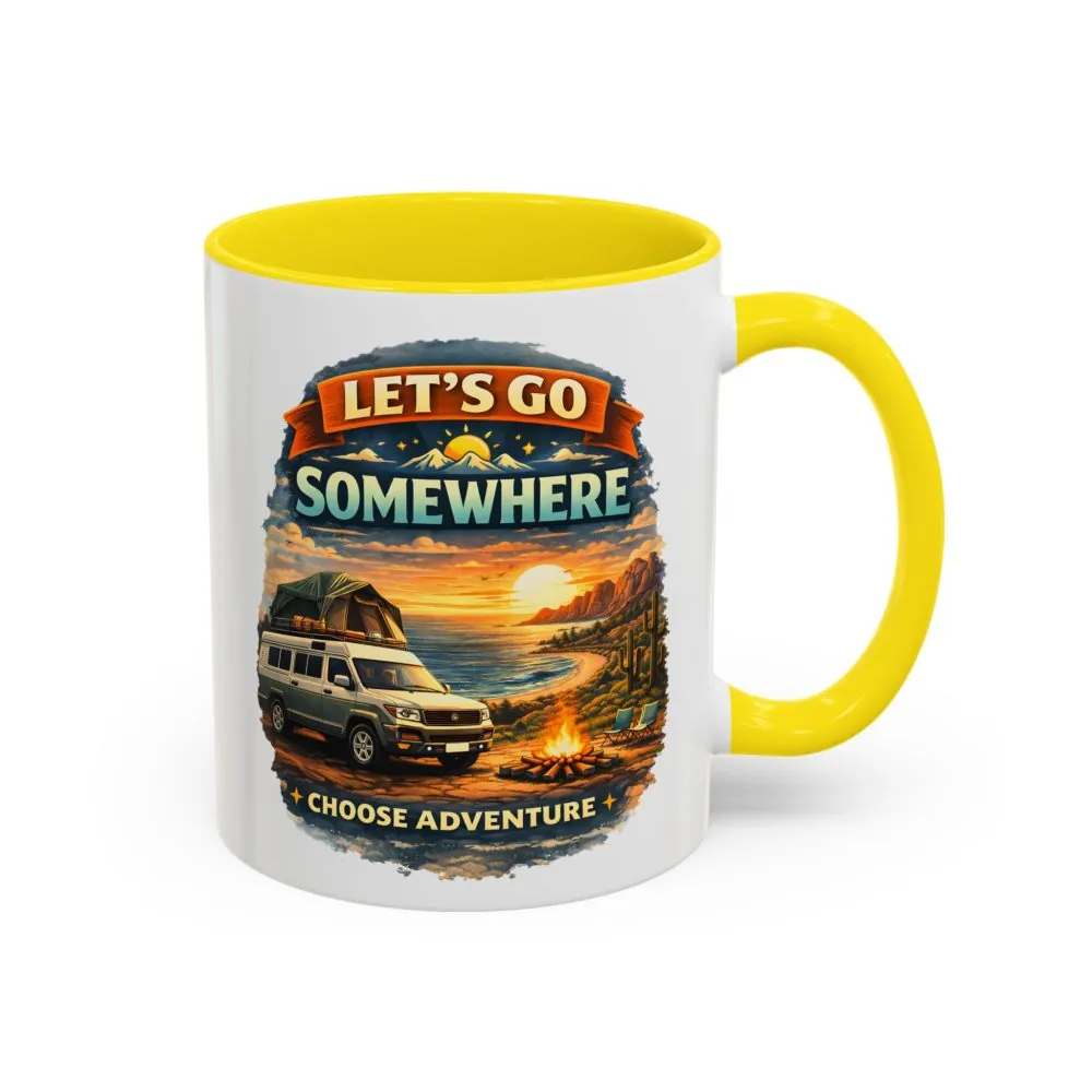 Accent Coffee Mug (11, 15oz) — "Lets Go Somewhere" Design Scenic-Line