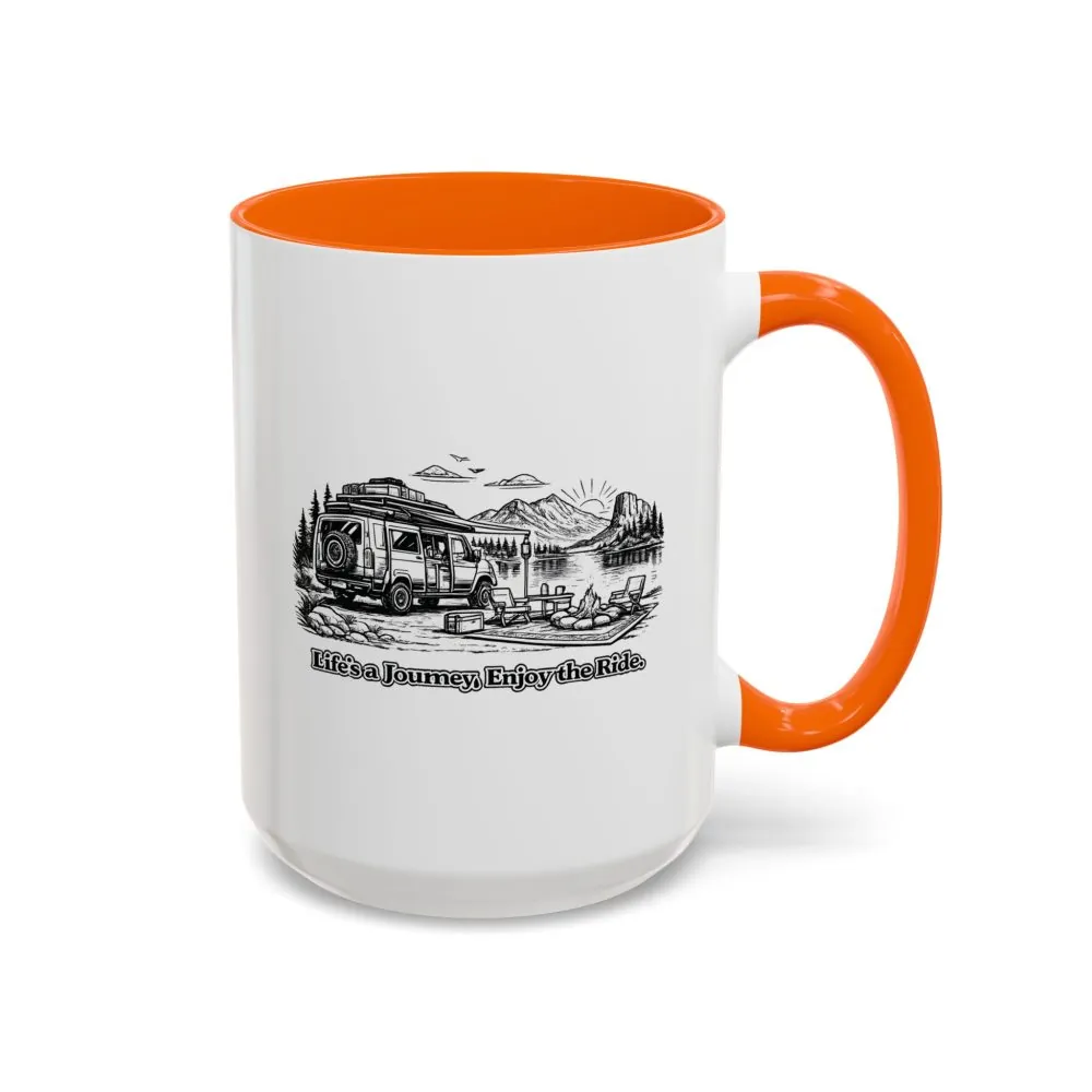 10306284004121429676_2048.jpeg Accent Coffee Mug (11, 15oz) — "Lifes A Journey,Enjoy The Ride" Design Minimal-Line