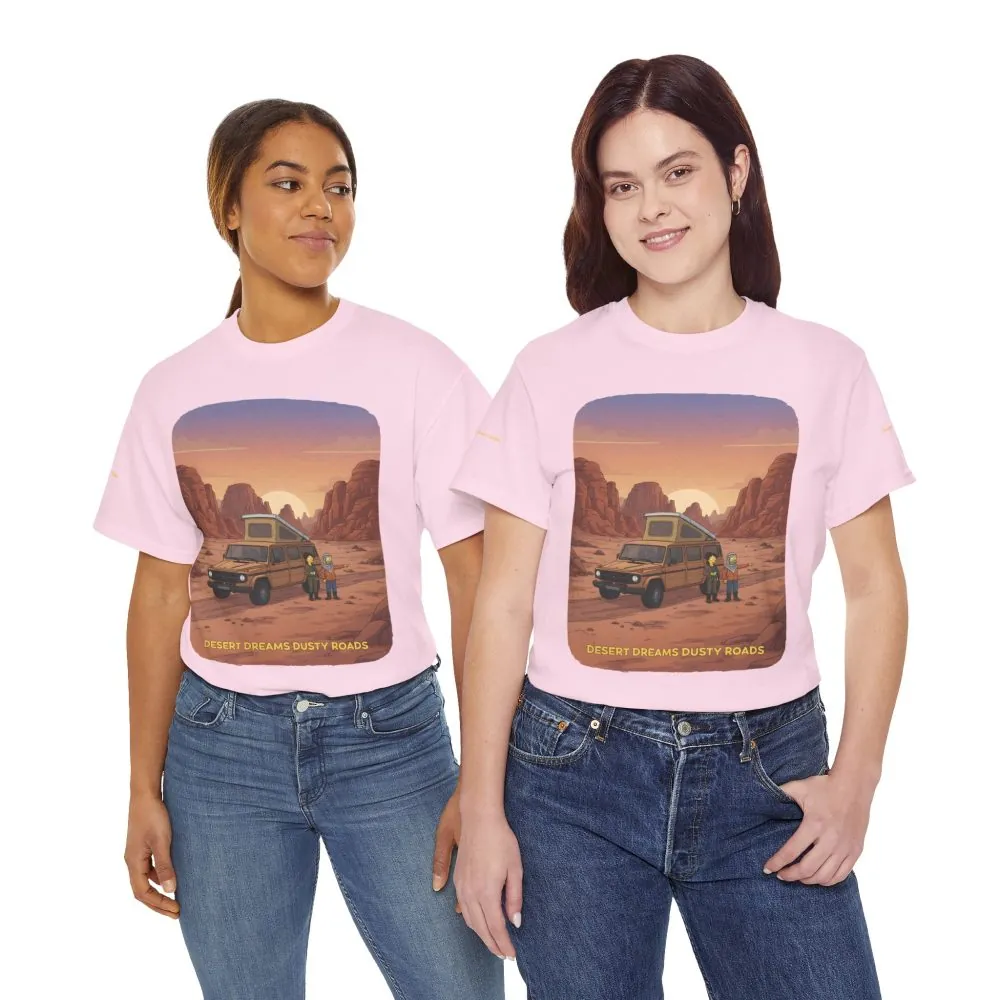 Unisex Heavy Cotton Tee — "Desert Dreams Dusty Roads" Design Sitcom-Line