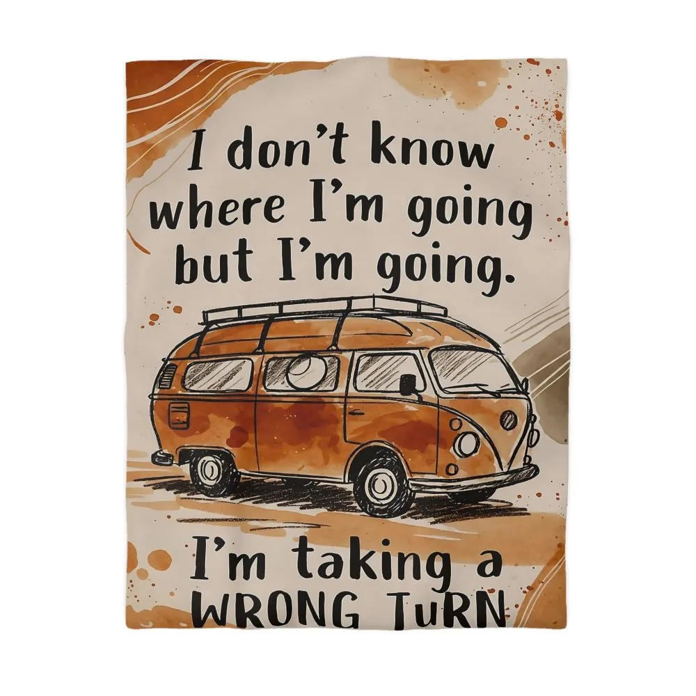 Duvet Cover - 'I Don't Know Where I'm Going' Vintage Camper Quote Microfiber Duvet