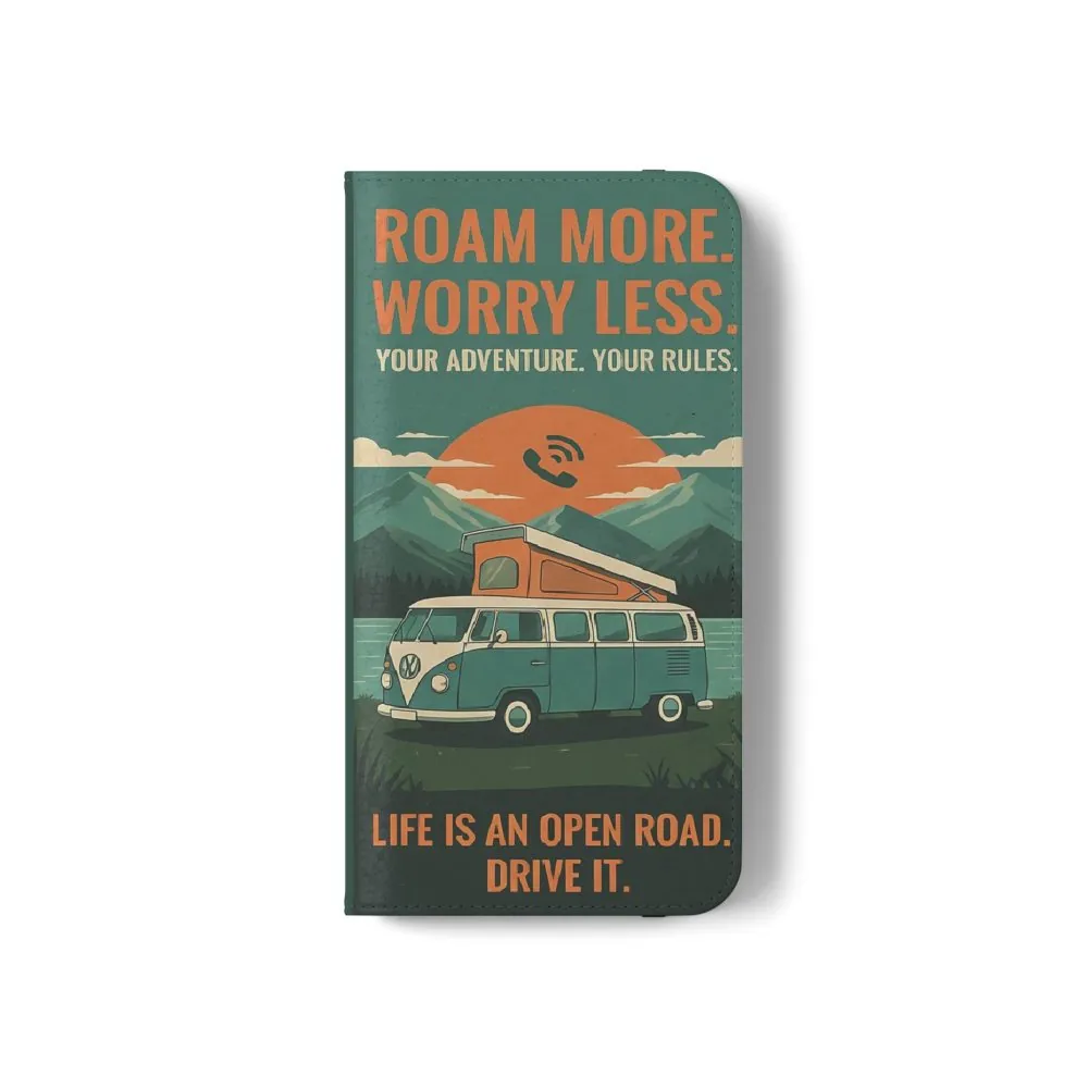 10325426467880228383_2048.jpeg Flip Phone Case — "Roam More Worry Less - Life Is An Open Road" Phone Wallet