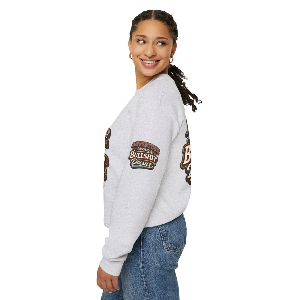 Unisex Heavy Blend™ Crewneck Sweatshirt — "Adventure Awaits" Design F**K-Line
