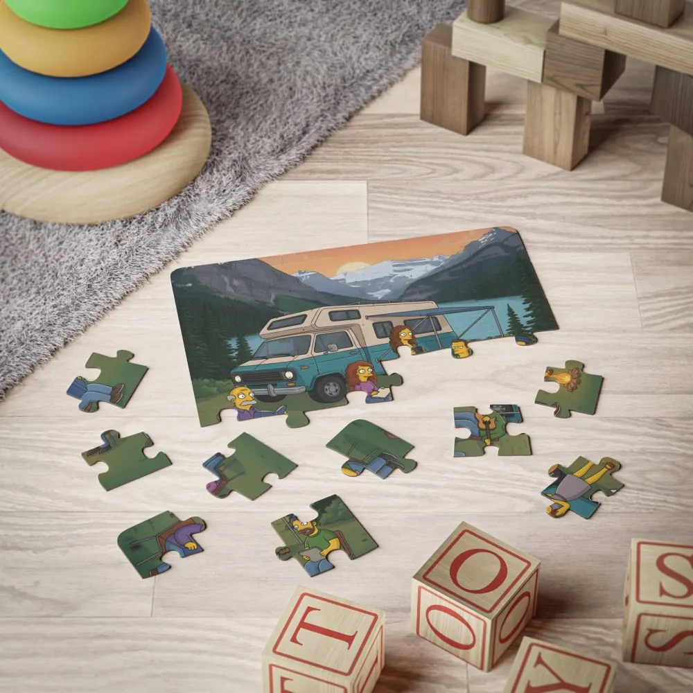 Kids' 30‑Piece Camping Puzzle — Family RV Camping Campfire Scene