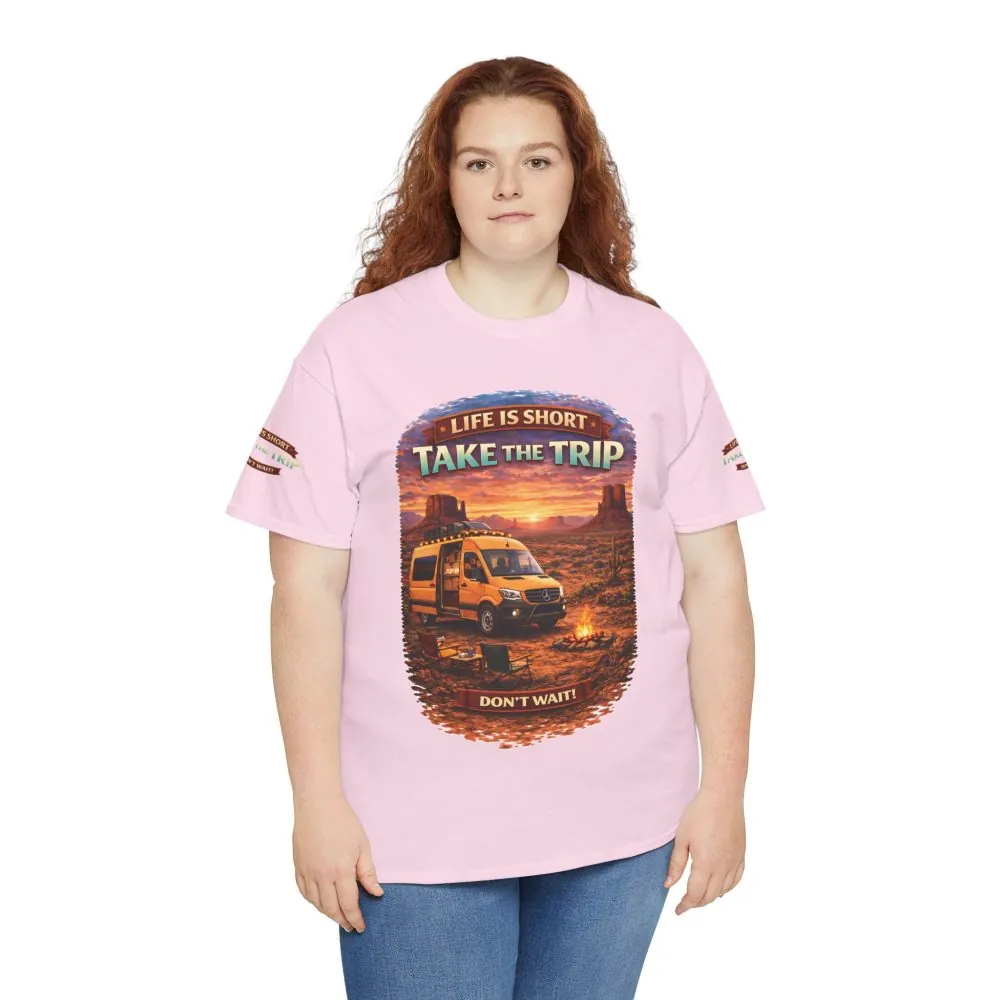 Unisex Heavy Cotton Tee — "Life Is To Short-Take The Trip" Design Scenic-Line