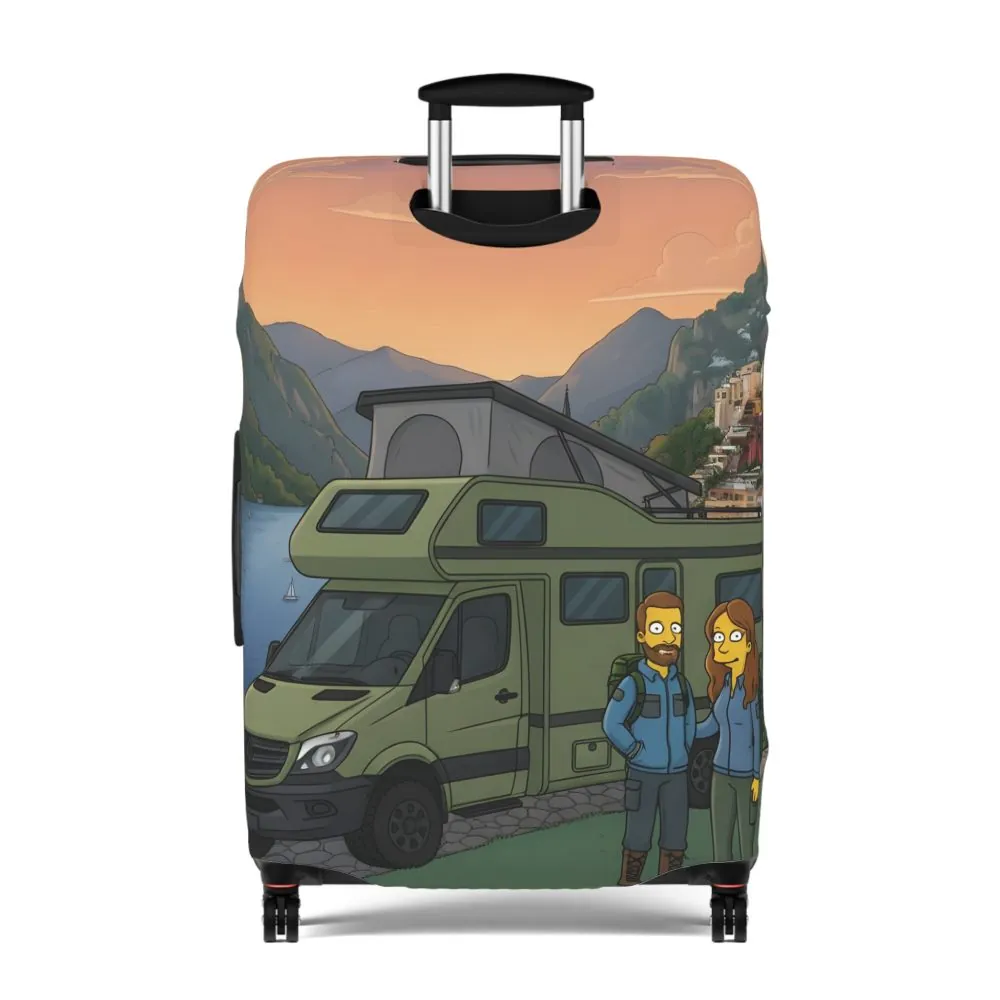 Luggage Cover — Adventure Camper Sketch Travel Suitcase(Design Sitcom-Line)