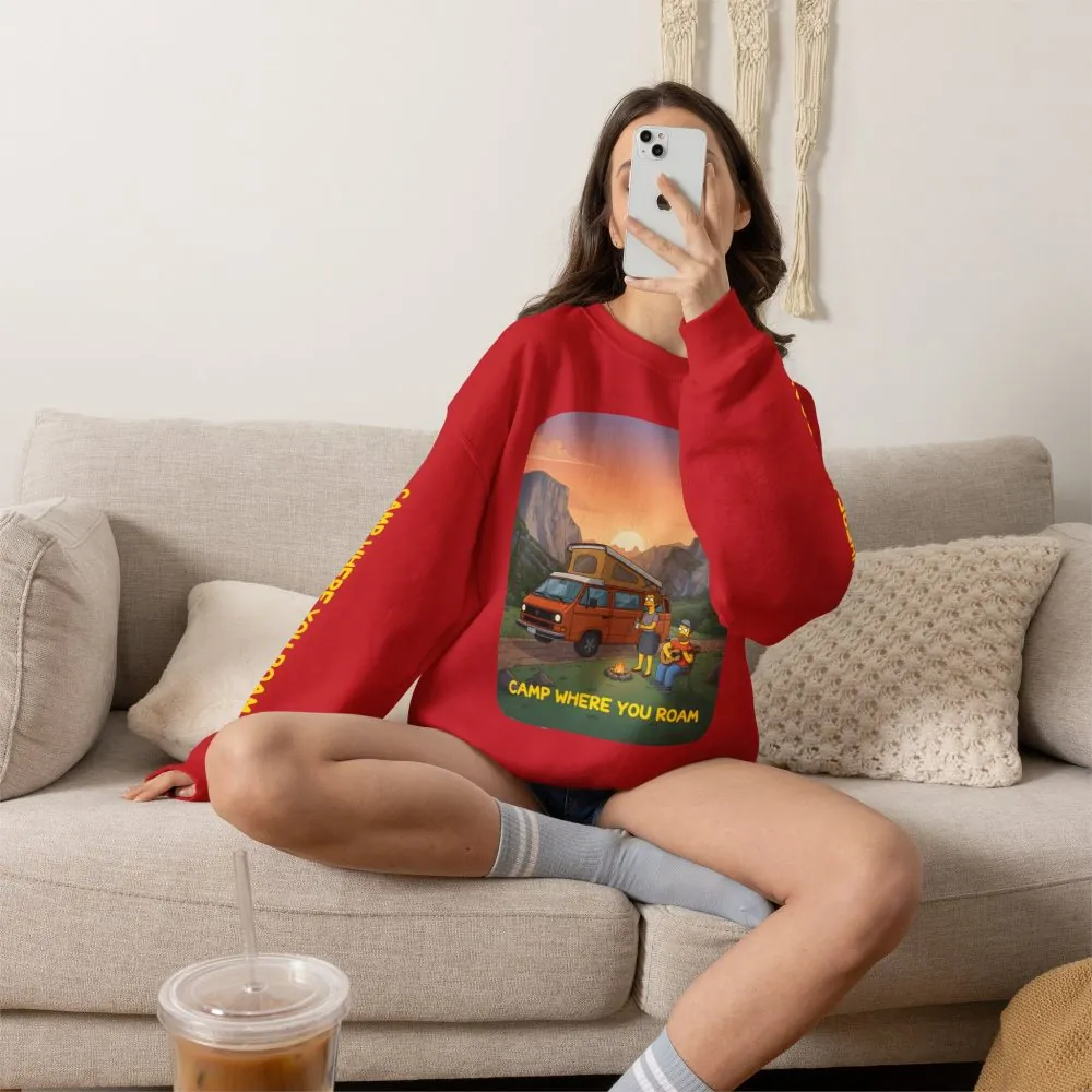 Unisex Heavy Blend™ Crewneck Sweatshirt — "Camp Where You Roam" Design Sitcom-Line