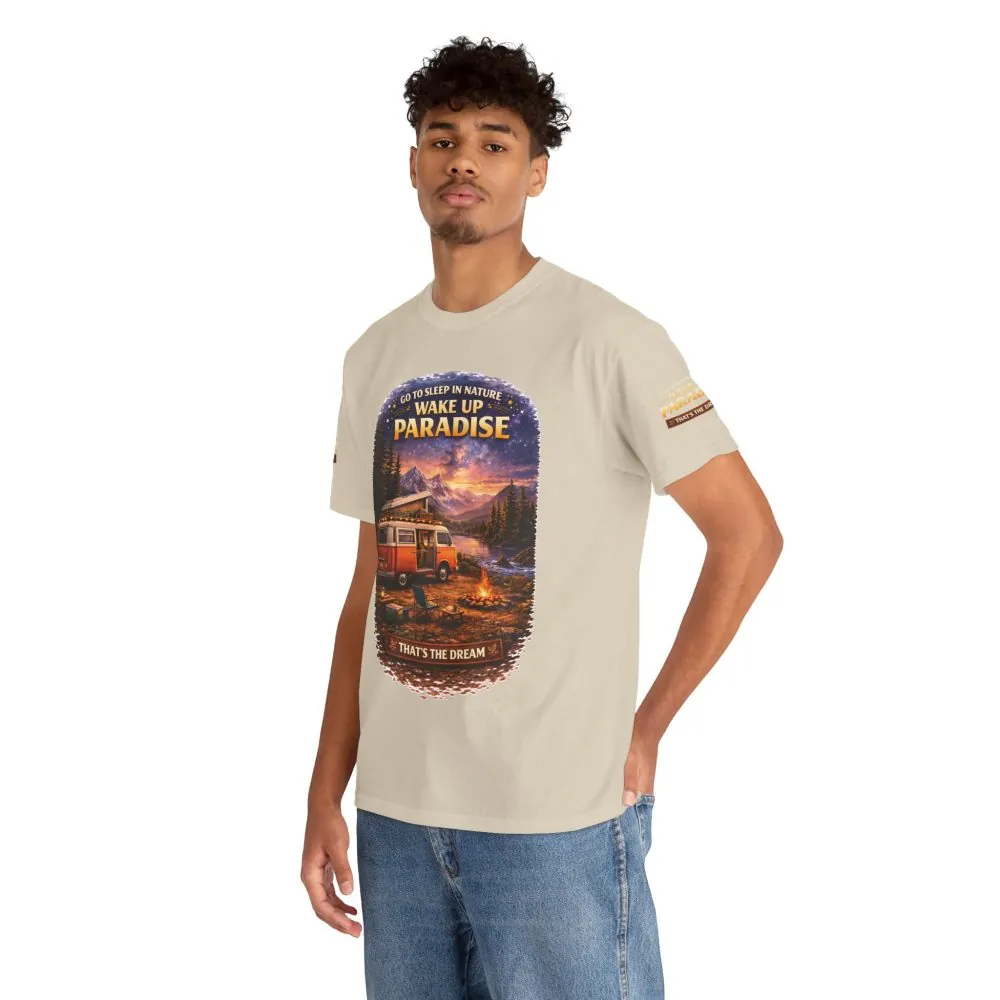 Unisex Heavy Cotton Tee — "Go Sleep In Nature" Design Scenic-Line