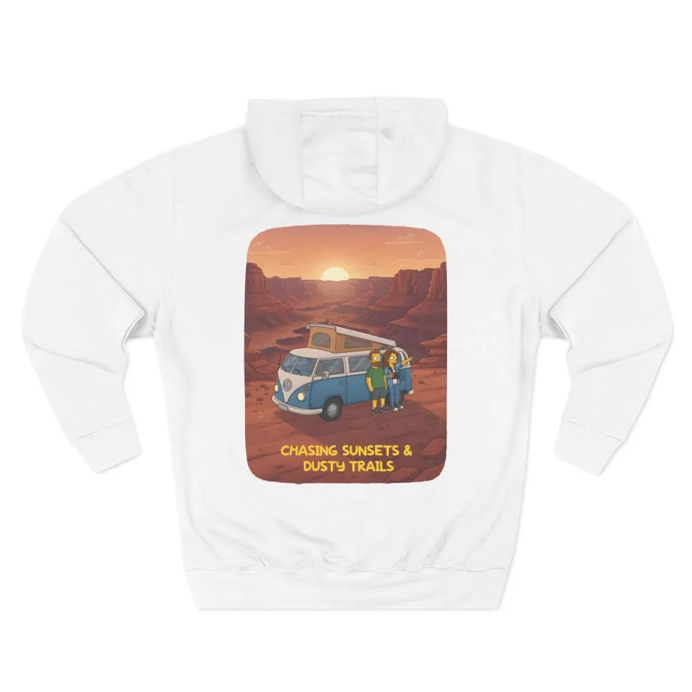 Three-Panel Fleece Hoodie - "Chasing Sunsets And Dusty Trails" Design Sitcom-Line