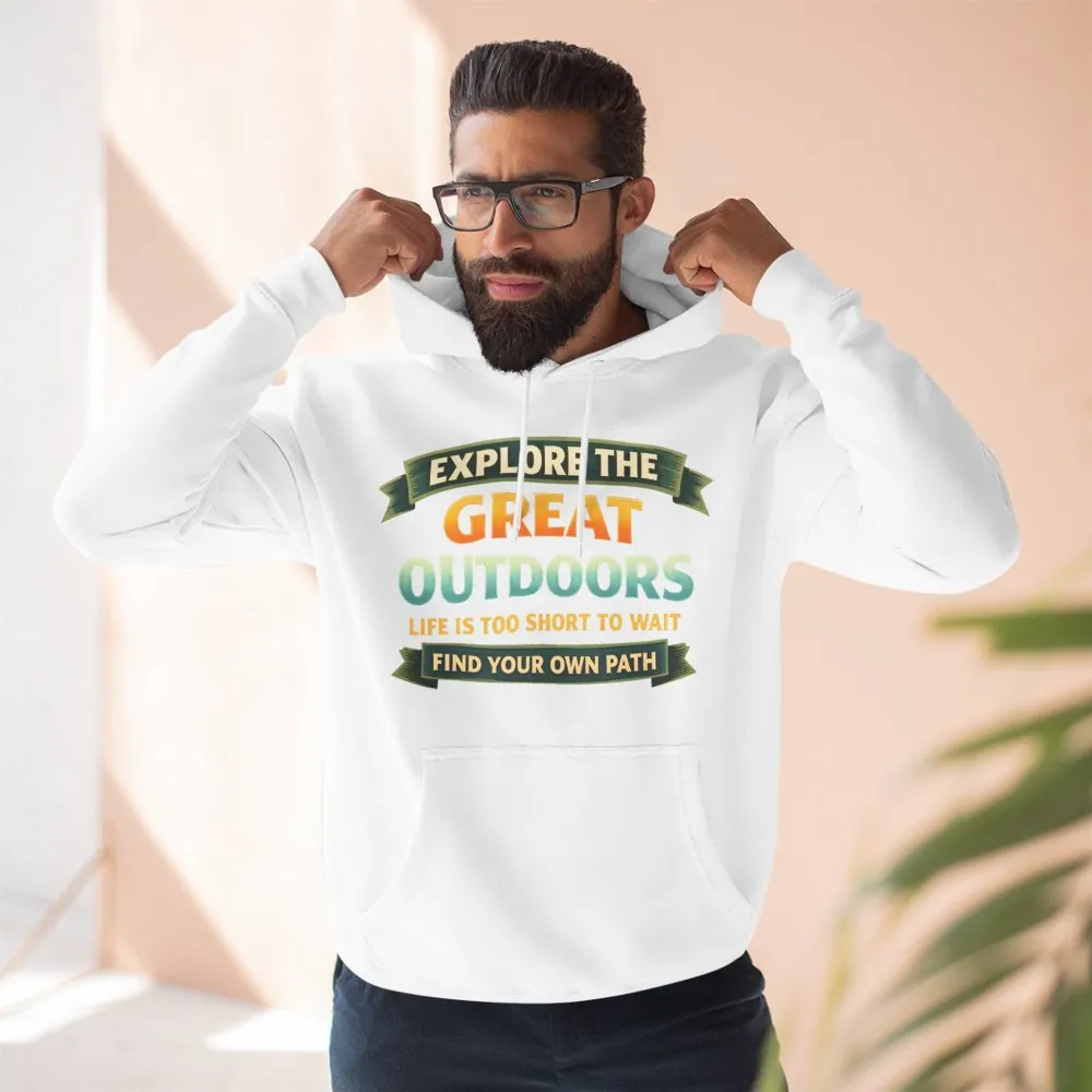 Three-Panel Fleece Hoodie - "Explore The Great Outdoors" Design Scenic-Line