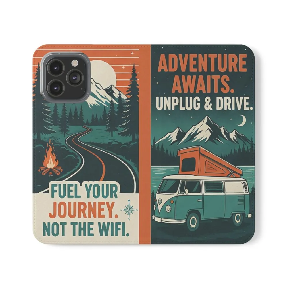Flip Phone Case — "Adventure Awaits, Fuel Your Journey, Not the WiFi" Wallet Cover
