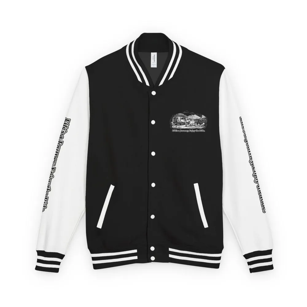 Unisex Heavyweight Letterman Jacket — "Lifes A Journey,Enjoy The Ride" Travel Varsity Coat