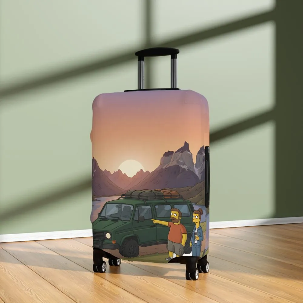 Luggage Cover — Adventure Camper Sketch Travel Suitcase(Design Sitcom-Line)