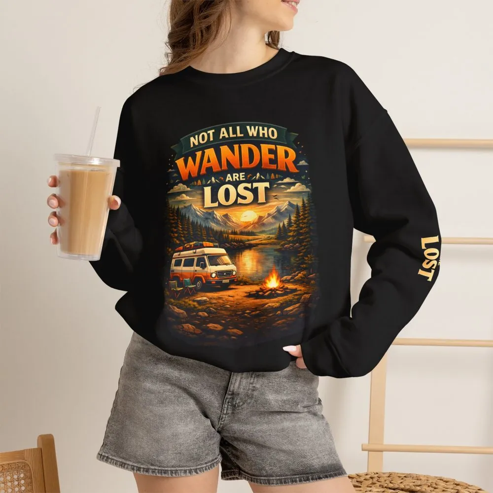 10389408865735497849_2048.jpeg Unisex Heavy Blend™ Crewneck Sweatshirt — "Not All Who Wander Are Lost" Design Scenic-Line