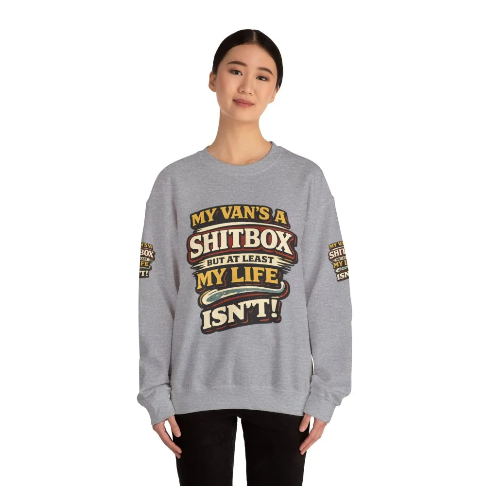 Unisex Heavy Blend™ Crewneck Sweatshirt — "My Van`s A Shitbox" Design F**K-Line