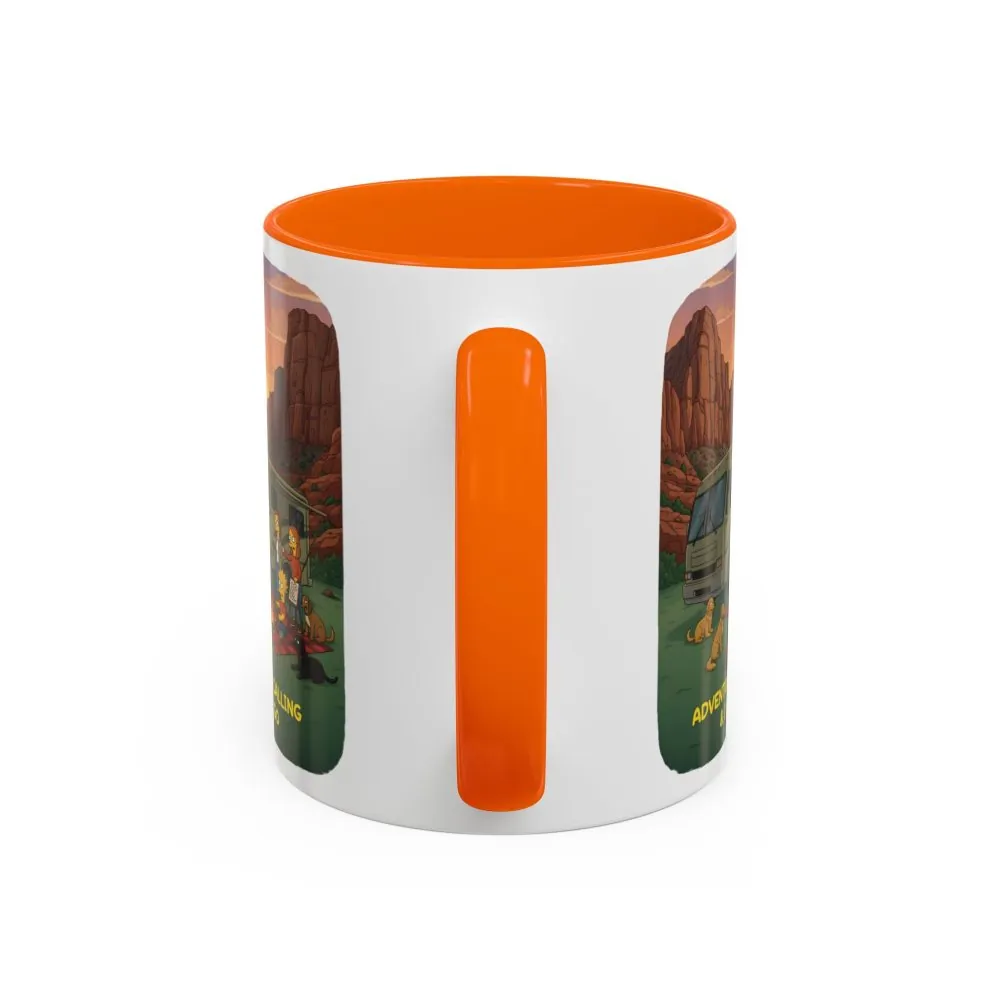 Accent Coffee Mug (11, 15oz) — "Adventure Is Calling-I Must Go" Design Sitcom-Line