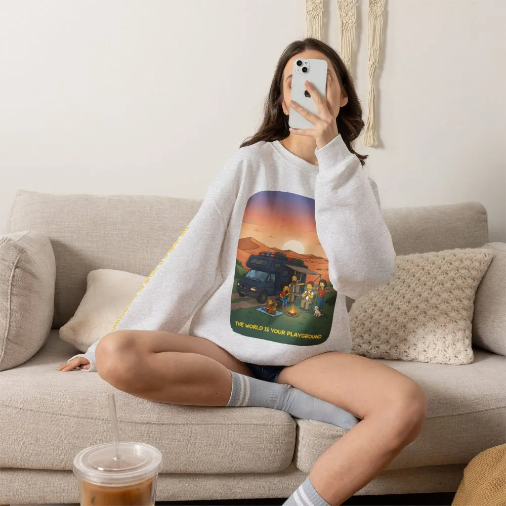 Unisex Heavy Blend™ Crewneck Sweatshirt — "The World Is Your playground" Design Sitcom-Line