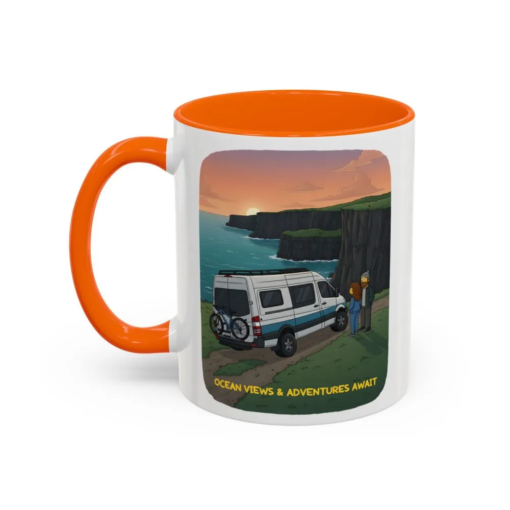 Accent Coffee Mug (11, 15oz) — "Ocean Views-Adventures Awaits" Design Sitcom-Line