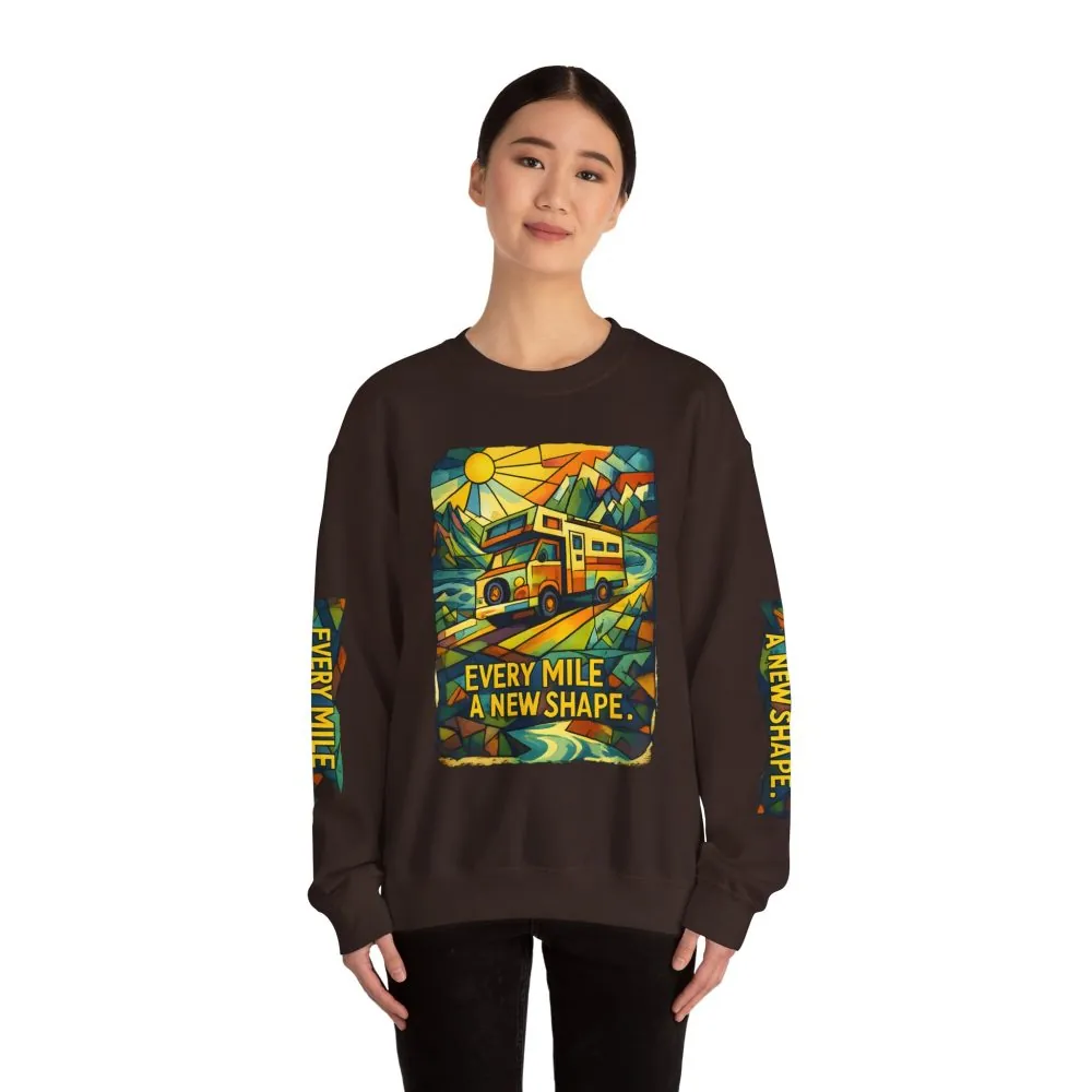 10416070897871257569_2048.jpeg Unisex Heavy Blend™ Crewneck Sweatshirt — "Every Mile A New Shape" Design Cubic-Line