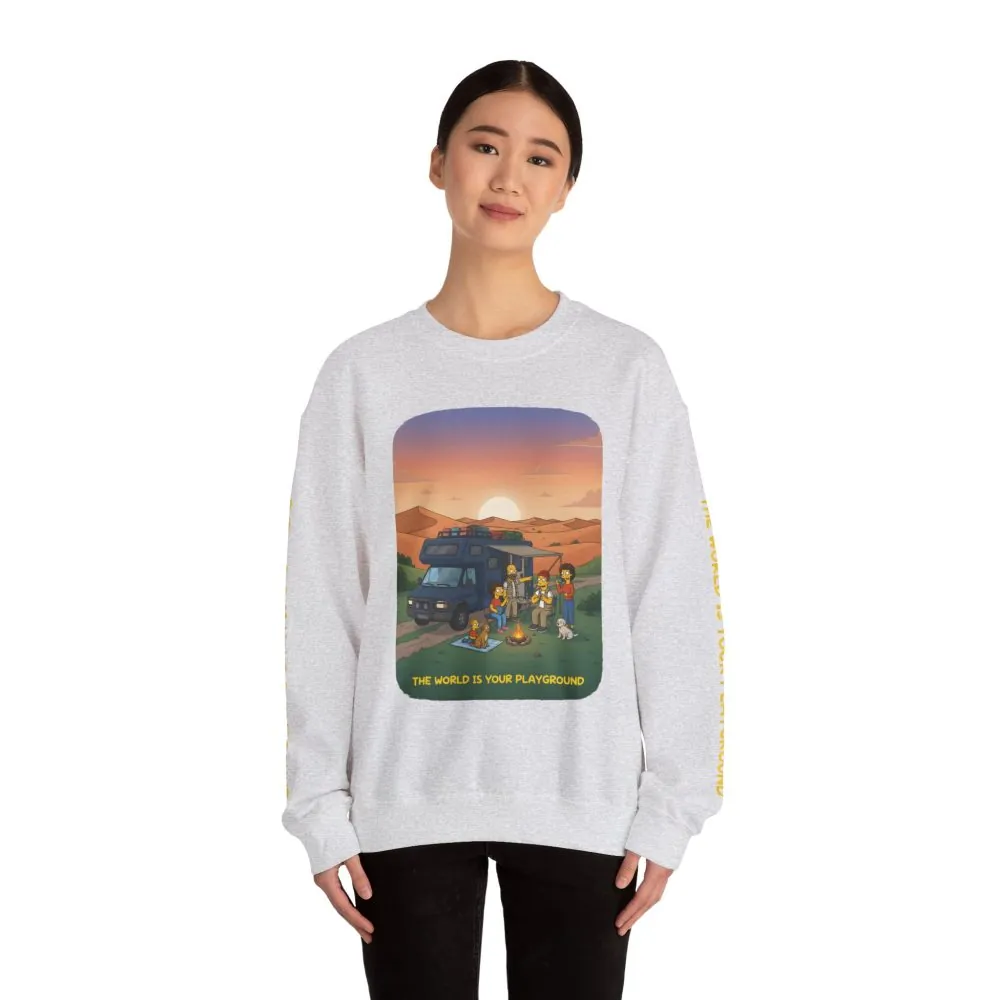 Unisex Heavy Blend™ Crewneck Sweatshirt — "The World Is Your playground" Design Sitcom-Line