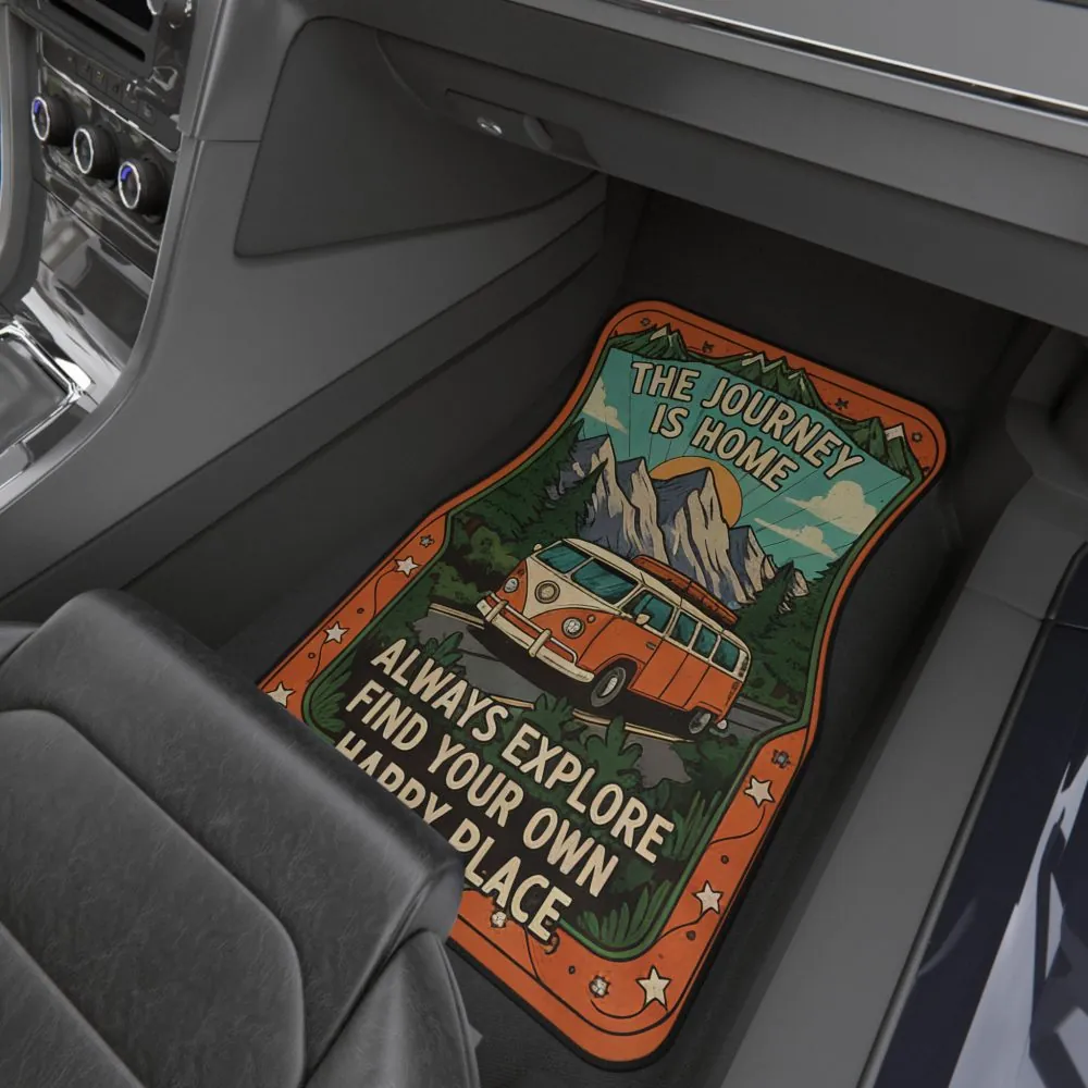 10427647595140133155_2048.jpeg Car Mats (Set of 2 Front) — "Good Vibes & High Tides-Retro Adventure Van " Front Seat Floor Mats