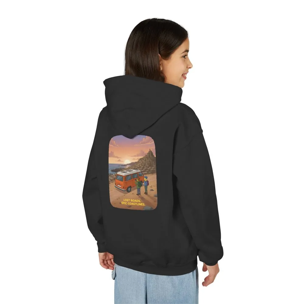 Youth Hoodie(Gildan) – "Lost Roads Epic Coastlines" (Design Sitcom-Line)