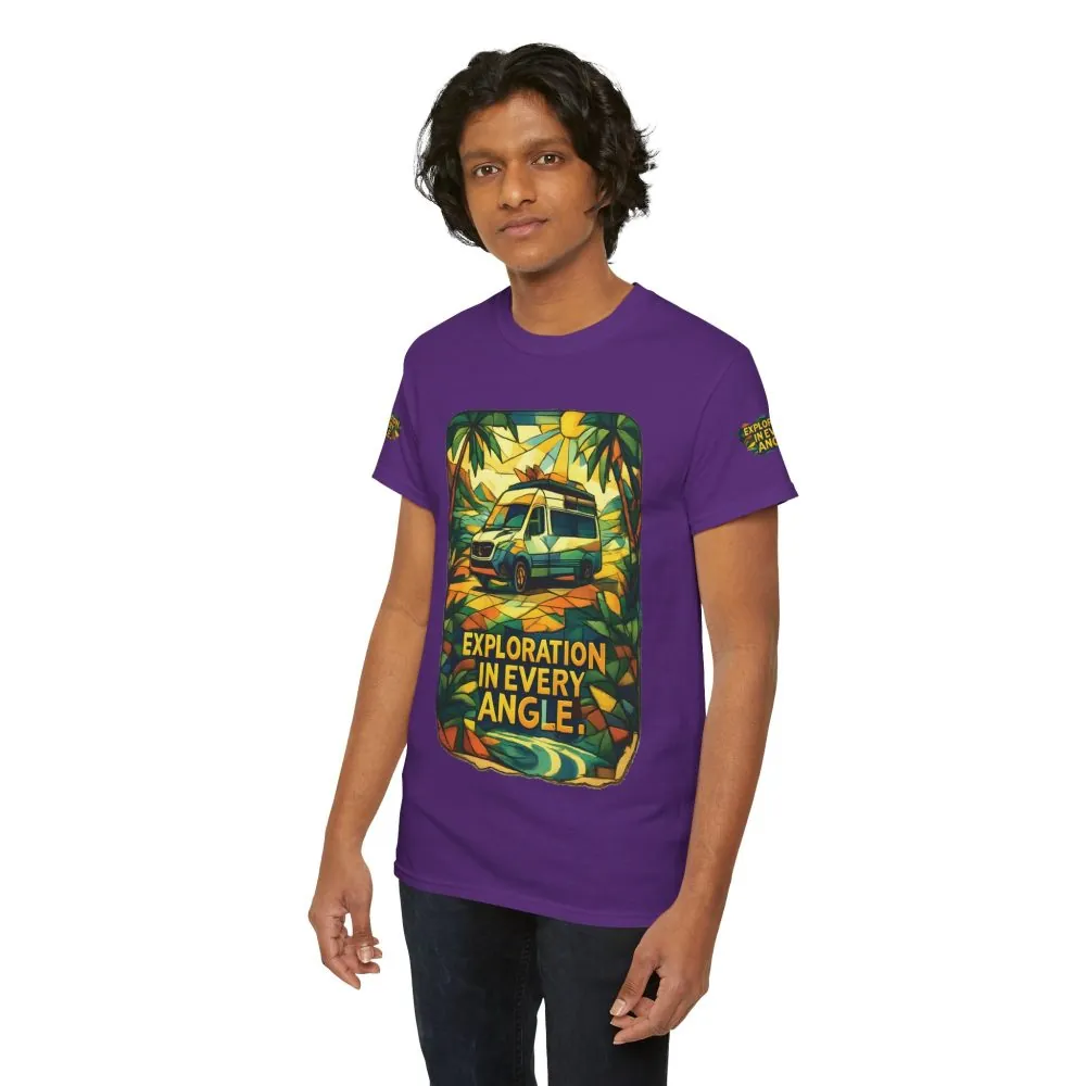 Unisex Heavy Cotton Tee — "Exploration In Every Angle" Design Cubic-Line