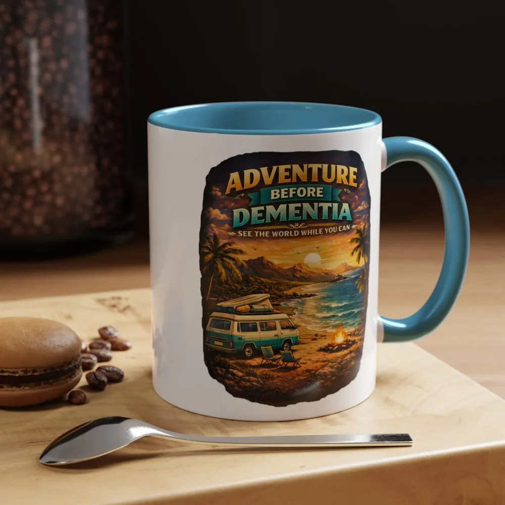 Accent Coffee Mug (11, 15oz) — "Adventure Before Dementia" Design Scenic-Line