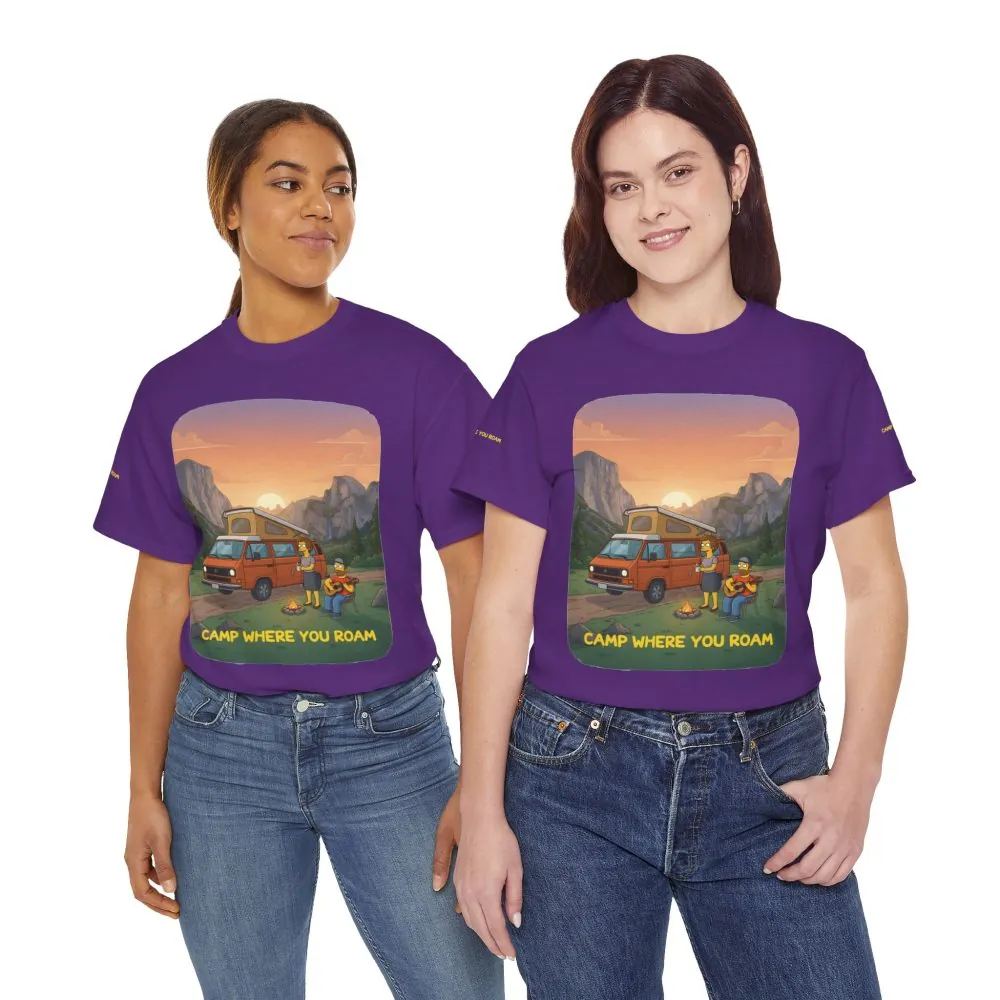 Unisex Heavy Cotton Tee — "Camp Where You Roam" Design Sitcom-Line